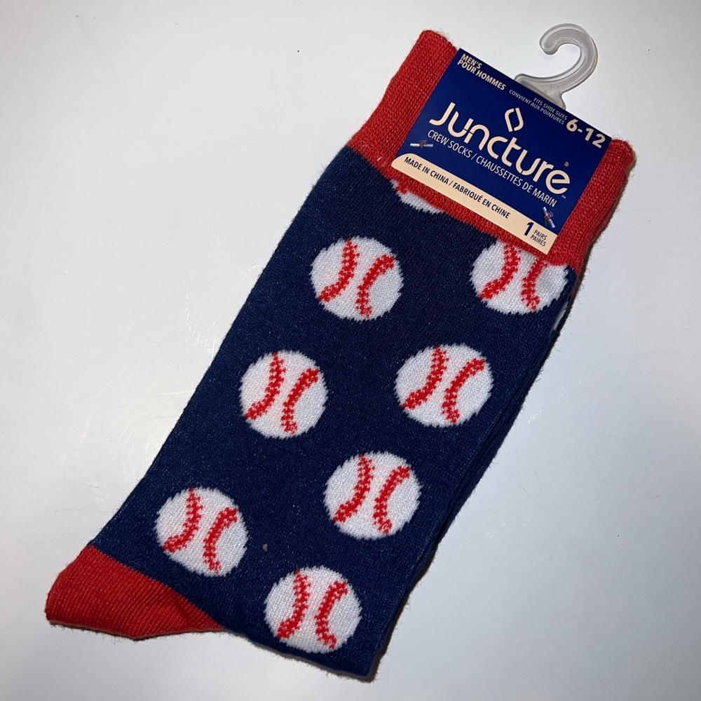 🧦 🛍️ 5/$20 - Juncture Blue and Red Baseball Casual Socks